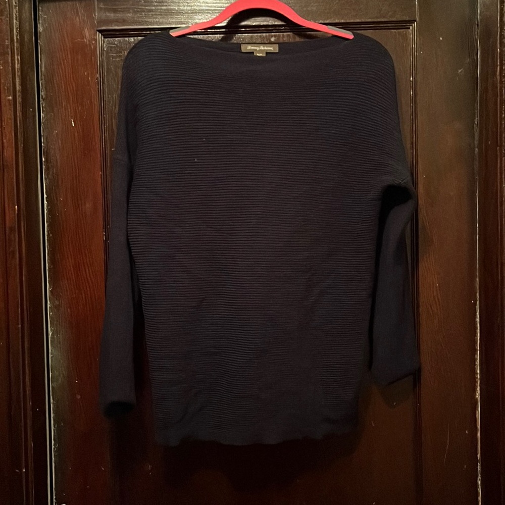 Navy, size small, off the shoulder sweater, Tommy Bahama, lightly worn